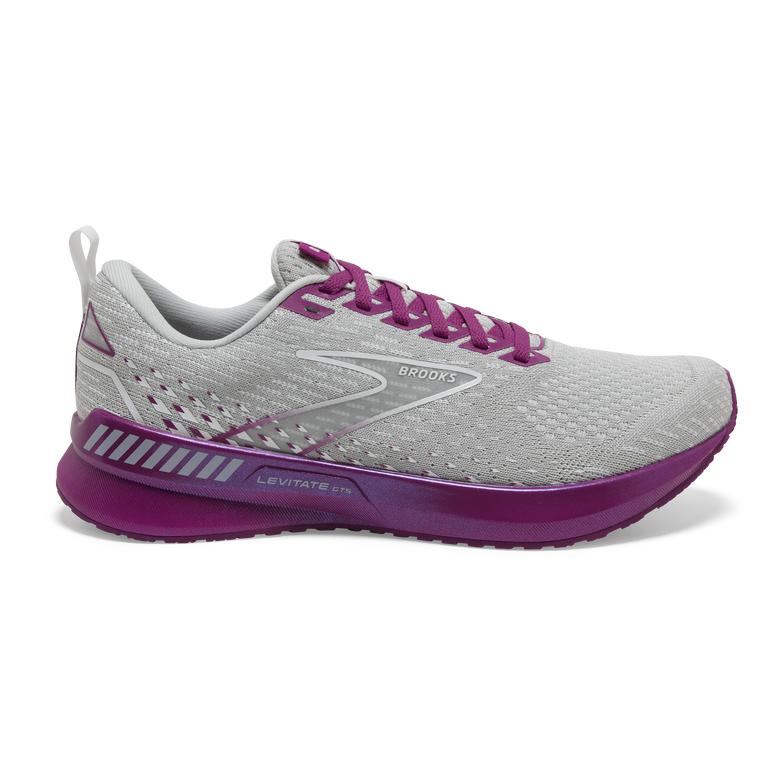 Brooks Levitate GTS 5 Springy Womens Road Running Shoes - Grey/Lavender Purple/Baton Rouge - Indones